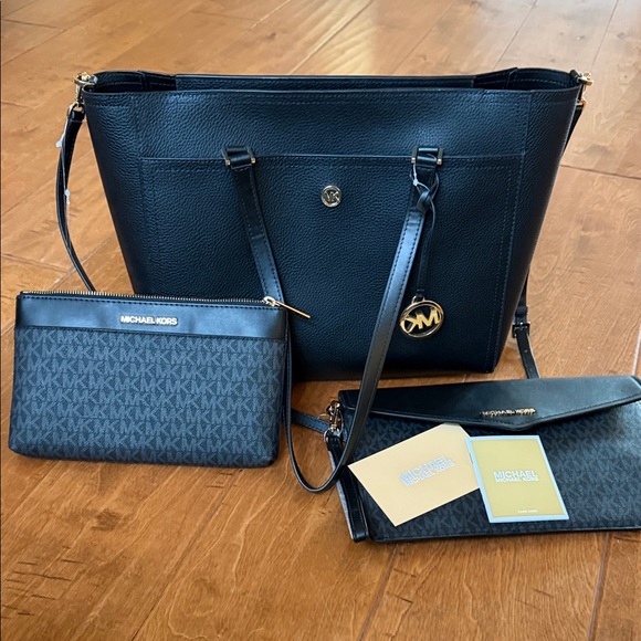 Michael Kors Handbags - Michael Kors Black Tote and Clutch Set